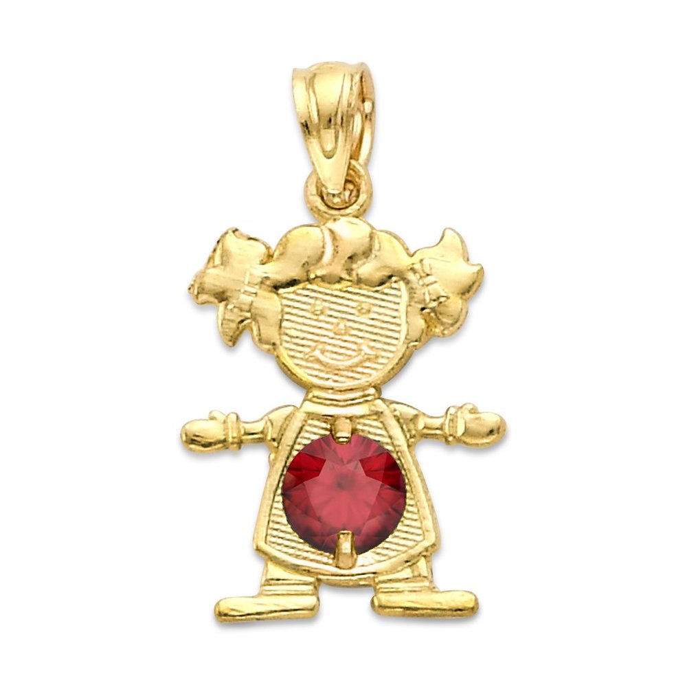 10k Solid Gold Newborn Baby Girl Pendant with Birthstone of Choice for Necklace - Picture 11 of 16